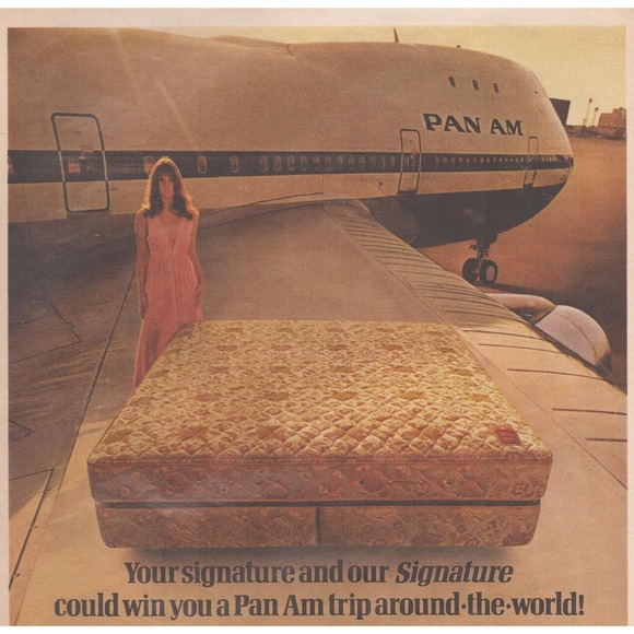1971‎ Serta Perfect Sleeper Vintage Print Ad Signature Mattress Pan Am 747